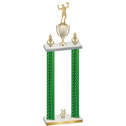 Double Green Carbon Fiber Year Volleyball Trophy