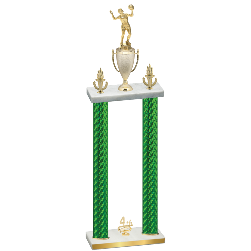 Double Green Carbon Fiber Fourth Place Volleyball Trophy