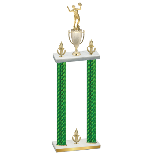 Double Green Carbon Fiber Victory Volleyball Trophy