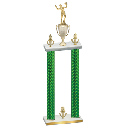 Double Green Carbon Fiber Victory Volleyball Trophy