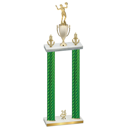 Double Green Carbon Fiber Year Volleyball Trophy