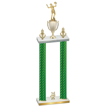 Double Green Carbon Fiber Year Volleyball Trophy