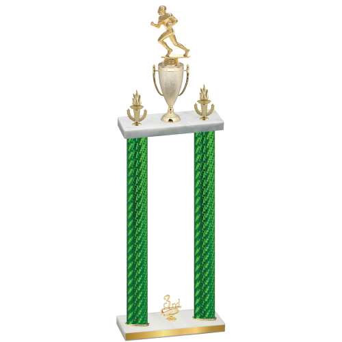 Double Green Carbon Fiber Third Place Football Trophy