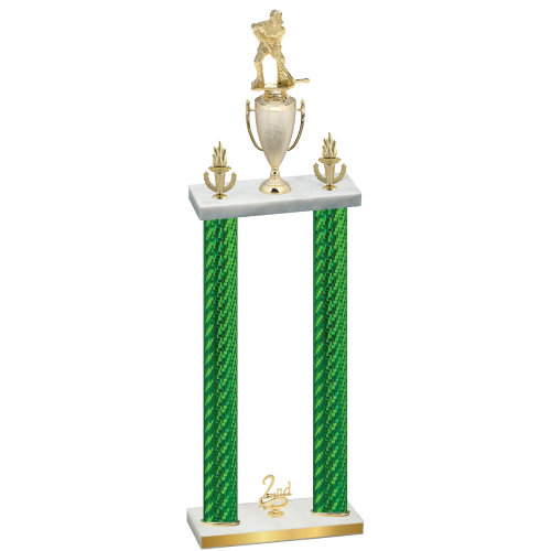 Double Green Carbon Fiber Second Place Hockey Trophy