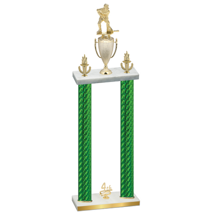 Double Green Carbon Fiber Fourth Place Hockey Trophy