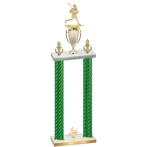 Double Green Carbon Fiber Fourth Place Lacrosse Trophy