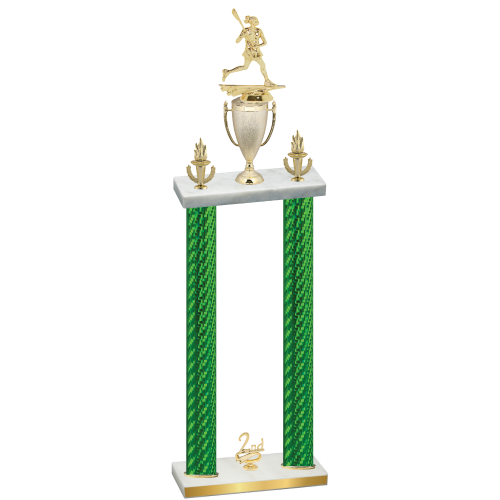Double Green Carbon Fiber Second Place Lacrosse Trophy