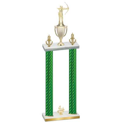 Double Green Carbon Fiber Fourth Place Archery Trophy