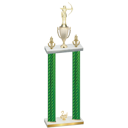 Double Green Carbon Fiber Second Place Archery Trophy