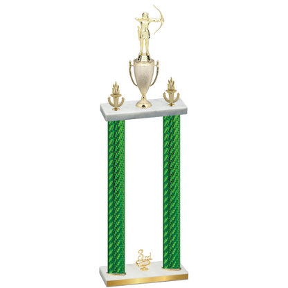 Double Green Carbon Fiber Third Place Archery Trophy