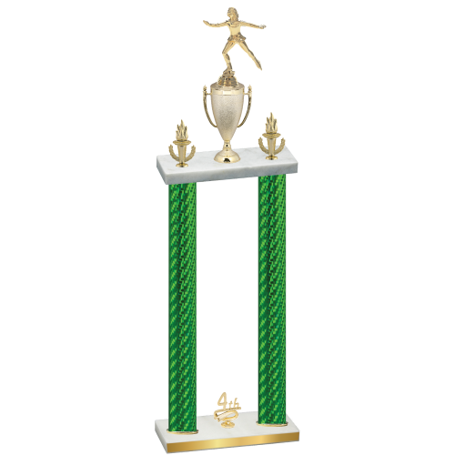 Double Green Carbon Fiber Fourth Place Skater Trophy