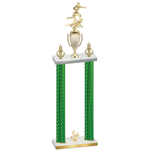 Double Green Carbon Fiber Fourth Place Flag Football Trophy