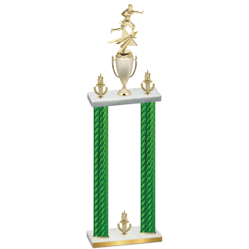Double Green Carbon Fiber Victory Flag Football Trophy
