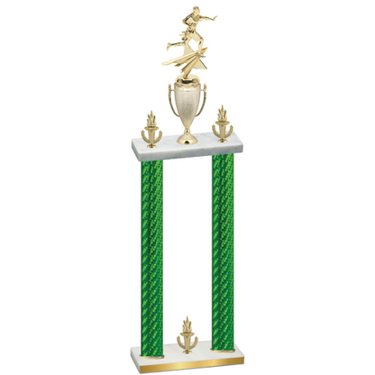 Double Green Carbon Fiber Victory Flag Football Trophy