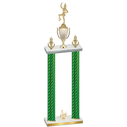 Double Green Carbon Fiber Third Place Majorette Trophy