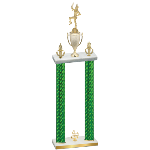 Double Green Carbon Fiber Fourth Place Majorette Trophy