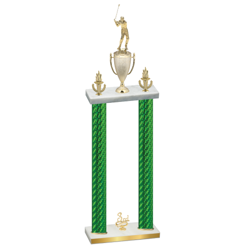 Double Green Carbon Fiber Third Place Golf Trophy