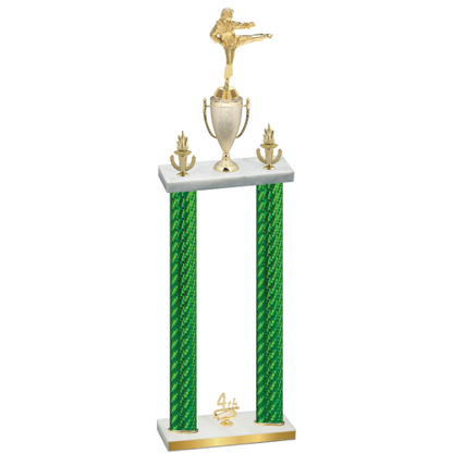 Double Green Carbon Fiber Fourth Place Karate Trophy