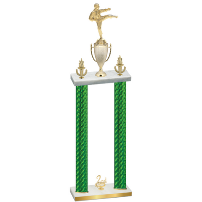 Double Green Carbon Fiber Second Place Karate Trophy