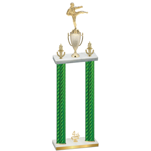 Double Green Carbon Fiber Fourth Place Karate Trophy