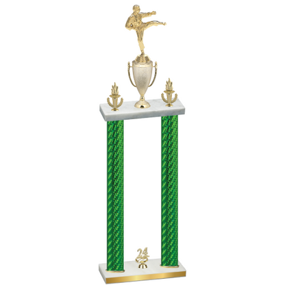 Double Green Carbon Fiber Year Karate Trophy