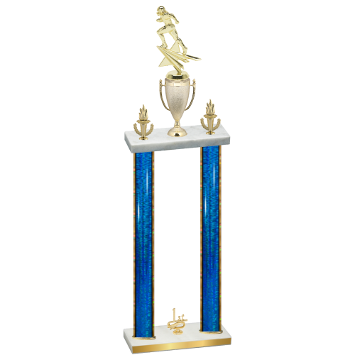 Double Blue Glacier First Place Football Trophy