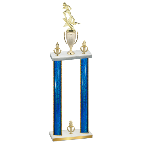 Double Blue Glacier Victory Football Trophy