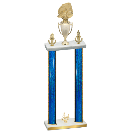 Double Blue Glacier Third Place Soccer Trophy