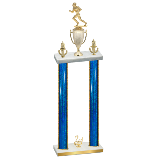 Double Blue Glacier Second Place Football Trophy