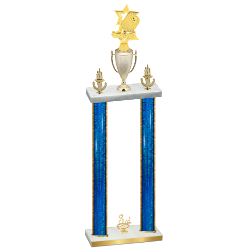 Double Blue Glacier Third Place Pickleball Trophy