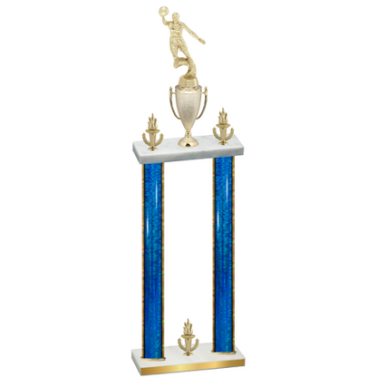 Double Blue Glacier Victory Basketball Trophy