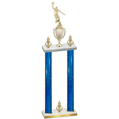 Double Blue Glacier Victory Basketball Trophy