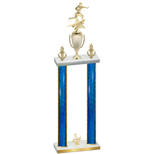 Double Blue Glacier Third Place Flag Football Trophy