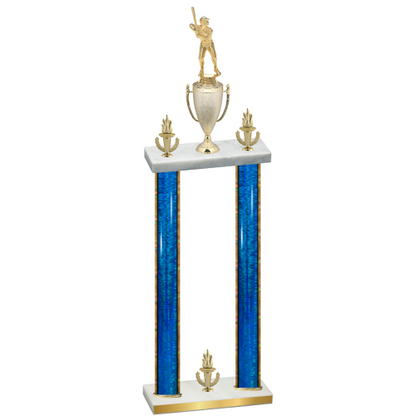 Double Blue Glacier Victory Baseball Trophy
