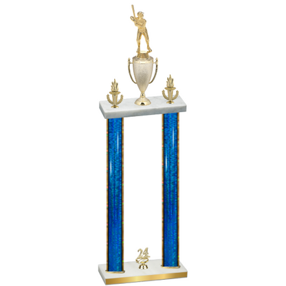 Double Blue Glacier Year Baseball Trophy