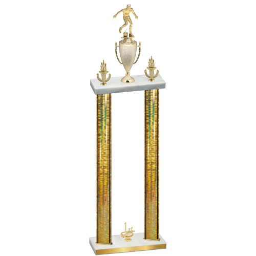 Double Gold Glacier First Place Soccer Trophy