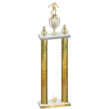 Double Gold Glacier First Place Soccer Trophy
