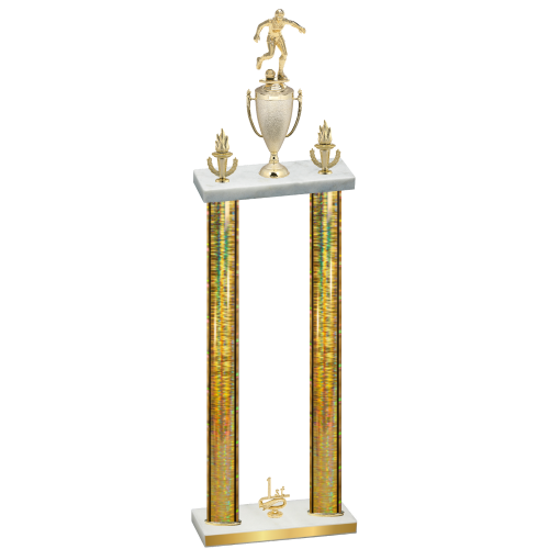 Double Gold Glacier First Place Soccer Trophy