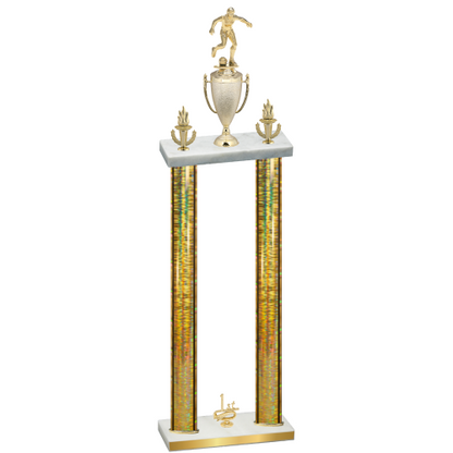 Double Gold Glacier First Place Soccer Trophy
