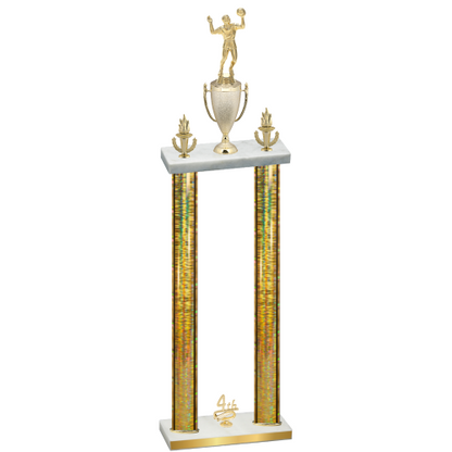Double Gold Glacier Fourth Place Volleyball Trophy