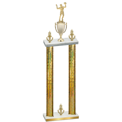 Double Gold Glacier Victory Volleyball Trophy