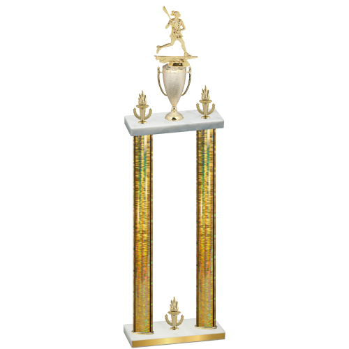 Double Gold Glacier Victory Lacrosse Trophy