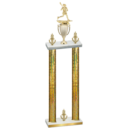Double Gold Glacier Victory Lacrosse Trophy
