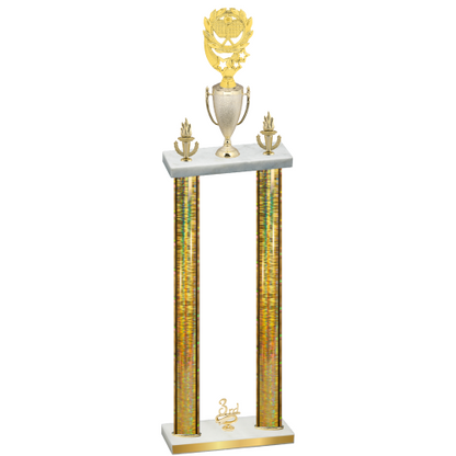 Double Gold Glacier Third Place Pickleball Trophy