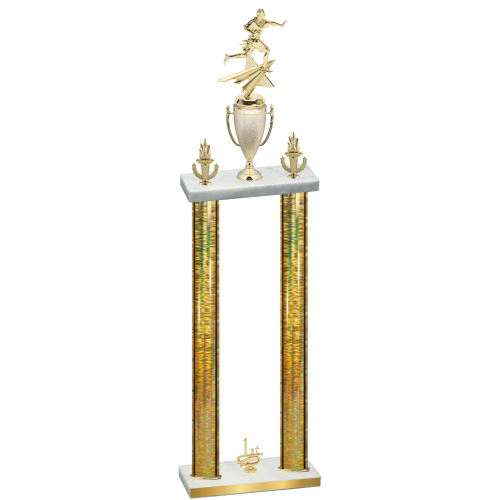 Double Gold Glacier First Place Flag Football Trophy