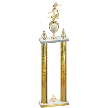Double Gold Glacier Fourth Place Flag Football Trophy