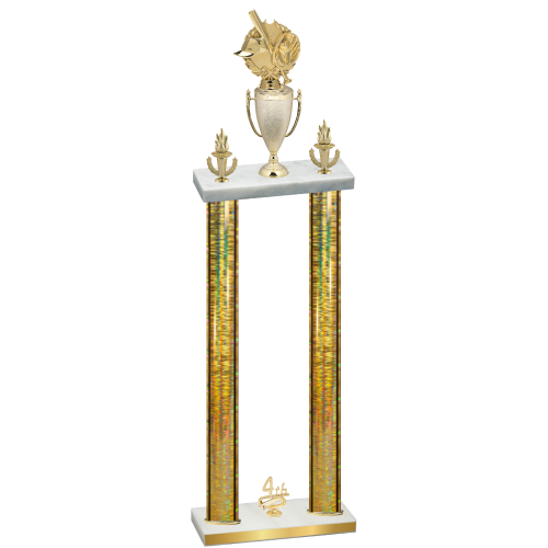 Double Gold Glacier Fourth Place Baseball Trophy