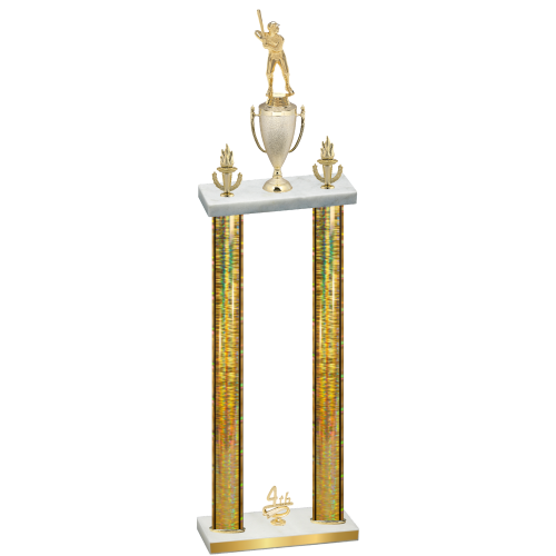 Double Gold Glacier Fourth Place Baseball Trophy