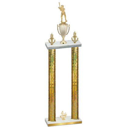 Double Gold Glacier Fourth Place Baseball Trophy