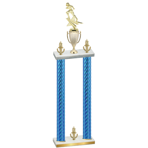 Double Blue Carbon Fiber Victory Football Trophy